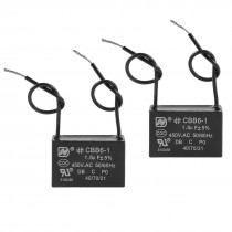 Black Metalized Polypropylene Film Motor Run Capacitor 1.5uF 450VAC CBB61 2 Pcs