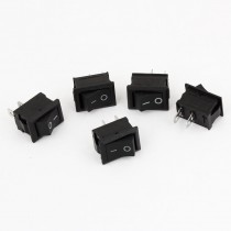 5 x AC 250V 2/8A 2 Pin SPST ON/OFF I/O Panel Mount Rocker Switch Button Black
