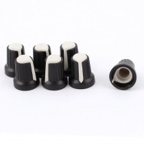 7pcs Black Knob w White Pointer 6mm Knurled Shaft Hole for Potentiometer