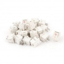 AC 250V 6A 125V 10A SPST on Off 2 Position 2pin Rocker Switch White 20pcs