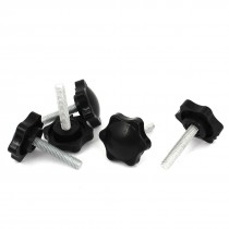 5 Pcs 6mm Male Thread Dia Black Plastic Star Head Metal Grip Clamping Screw Knob