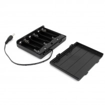 2 1 x 5 5mm Male Plug 6 Capacity 9V Plastic Case Holder w Cover for AA Battery