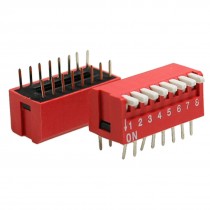 2 Pcs 2.54mm Pitch 8 Position Piano Type DIP Switch Red