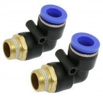 2 Pcs Elbow One Touch Fittings 12mm to 3/8" PT Thread Quick Connector