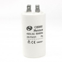 AC 450V 20uF 50/60Hz Washing Machine CBB60 Nonpolar Motor Running Capacitor