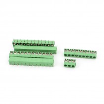 300V 10A 12P 12 Position 5mm Pitch Screw Terminal Barrier Blocks Green 5pcs