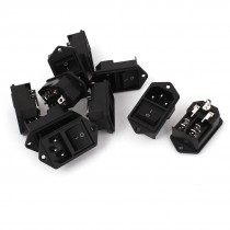 AC 250V 6A 125V 10A on Off Rocker Switch IEC320 C14 Inlet Power Socket 10pcs