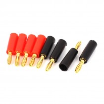 8pcs Gold Plate Audio Speaker 4mm Dia Male Banana Plug Jack Connector Black Red