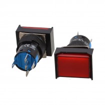 2 Pcs Panel Mount Red Light Rectangle Momentary Push Button Switch DC 24V