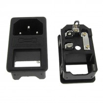 5 Pcs Clamp Type 10A 250VAC 3P IEC 320 C14 Inlet Socket w 5mm x 23mm Fuse Holder