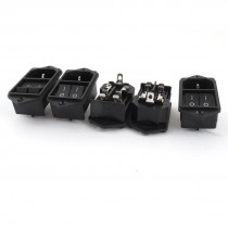 5pcs AC 250V 6A 125V 10A SPST Rocker Switch IEC320 C14 Plug Power Inlet Socket