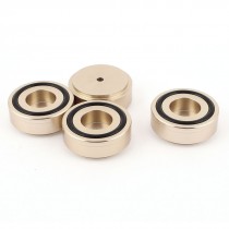 4 Pcs 44x17mm Gold Tone Aluminum CD PC Audio Speaker Amplifier Feet Pads