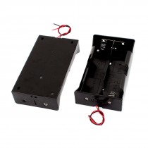 2 Pcs Black Plastic Spring Loaded 2 x 1 5V Size D Battery Case Holder Storage