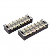 AC 600V 45A 6 Positions Dual Rows Covered Barrier Screw Terminal Block 2pcs