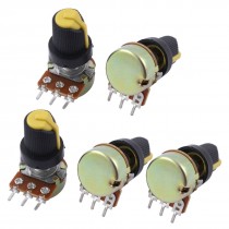 5Pcs B250K 250K Ohm 3 Terminals Rotary Audio B Type Potentiometer Pot