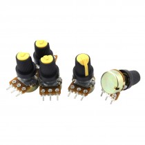 5Pcs B10K 10K Ohm 3 Terminals Rotary Audio B Type Potentiometer Pot