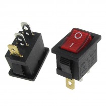 5x AC 6A/250V 10A/125V Red Light ON/OFF I/O SPST Snap In Boat Rocker Switch 3Pin