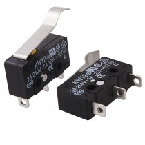 2 Pcs R Type Lever Actuator Miniature Micro Switches Black