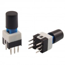 10 Pcs 7x7x16mm Latching Tact Tactile Push Button Switch Self Lock w Blakc Cap