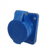 AC 220-250V 16A 2P+E IEC309-2 Panel Mount Industrial Socket Blue