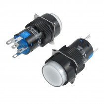 2 Pcs 5P Momentary 1NO 1NC White Neon Light Round Push Button Switch 12V