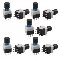 10Pcs Panel PCB Tact Tactile Push Button Switch Self Lock 8 x 8mm x 17mm w Cap