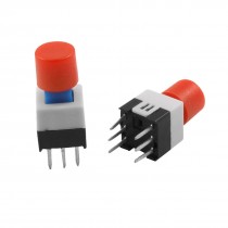 10 Pcs 7 x 7mm x 16mm Latching Tact Tactile Push Button Switch Self Lock w Cap