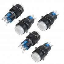 5 x 5P Momentary 1NO 1NC White Neon Light Round Push Button Switch 12V