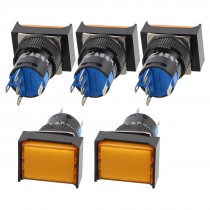 5 x 5 Pin Terminals Orange Lamp Latching Rectangular Push Button Switch DC 12V