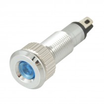 MQ08 24V 2 Pins Metal Case Blue Light Signal Indicator Pilot Lamp