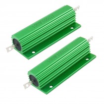 100W 100 Ohm Green Aluminum Housed Wirewound Resistors 2 Pcs