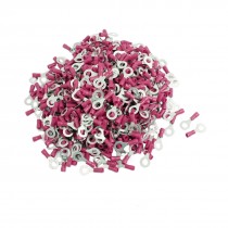 1000 Pcs RV1.25-4L Red PVC Sleeve Pre Insulated Ring Terminals Connector