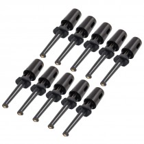10 x Black Plastic Multimeter Test Cable SMD IC Hook Clip Grabbers 1.6"