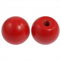 2 Pcs Red Plastic 9mm Moulded Threaded 38mm Diameter Ball Knobs
