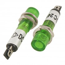 5 Pcs Plastic Case Green Lamp Signal Indicator Pilot Light DC 24V