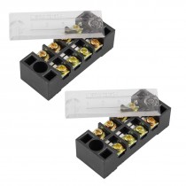 600V 15A Dual Row 4 Position Screw Terminal Blocks Barrier 2 Pcs