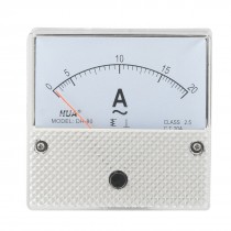 White Clear Analogue Needle AC 0-20A Class 2.5 Accuracy Ampere Panel Meter