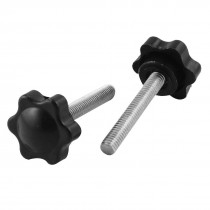 2 Pcs 25mm Diameter Black Plastic Star Head Metal Clamping Knob