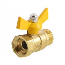 3/8" Female to 1/2" Male PT Yellow Tee Handle Full Port Ball Valve
