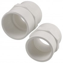 2 Pcs 1.97" Female Thread PVC Pipe Tube Adapter Connectors