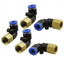 5 Pcs Push In 8mm to 1/4" PT Female Thread Air Tubing L Quick Fittings