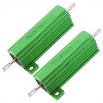 2 x Chassis Mounted 50W 5K Ohm 5% Aluminum Case Wirewound Resistors Green