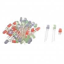 60 x Flat Head Red Green Blue LED Light Emitting Diode Lamp DC 3V