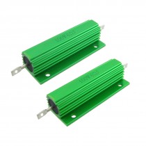2 Pcs Green Aluminum Housed Wirewound Resistors 100 Watt 6 Ohm 5%