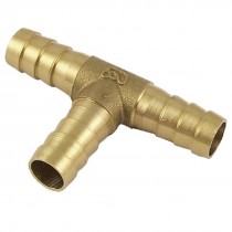 Air Water 3/8" Brass Tone T Shape Pipe Tube Connector