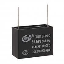 Radial Ceiling Fan Capacitor CBB61 3uf 450VAC 50/60Hz