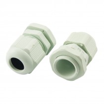 PG11 White Plastic Waterproof Cables Glands Connector 2Pcs