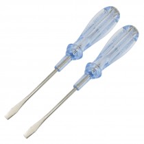 2 Pcs Clear Blue Plastic Handle Slotted Bit 100-500V AC Voltage Tester