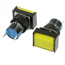 2 x DC 12V 16mm Yellow Bulb Rectangular Cap Indicator Light Accident Signal Lamp