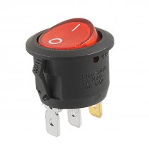 AC 6A/250V 10A/125V Red Light ON-OFF SPST Snap in Round Boat Rocker Switch 3 Pin